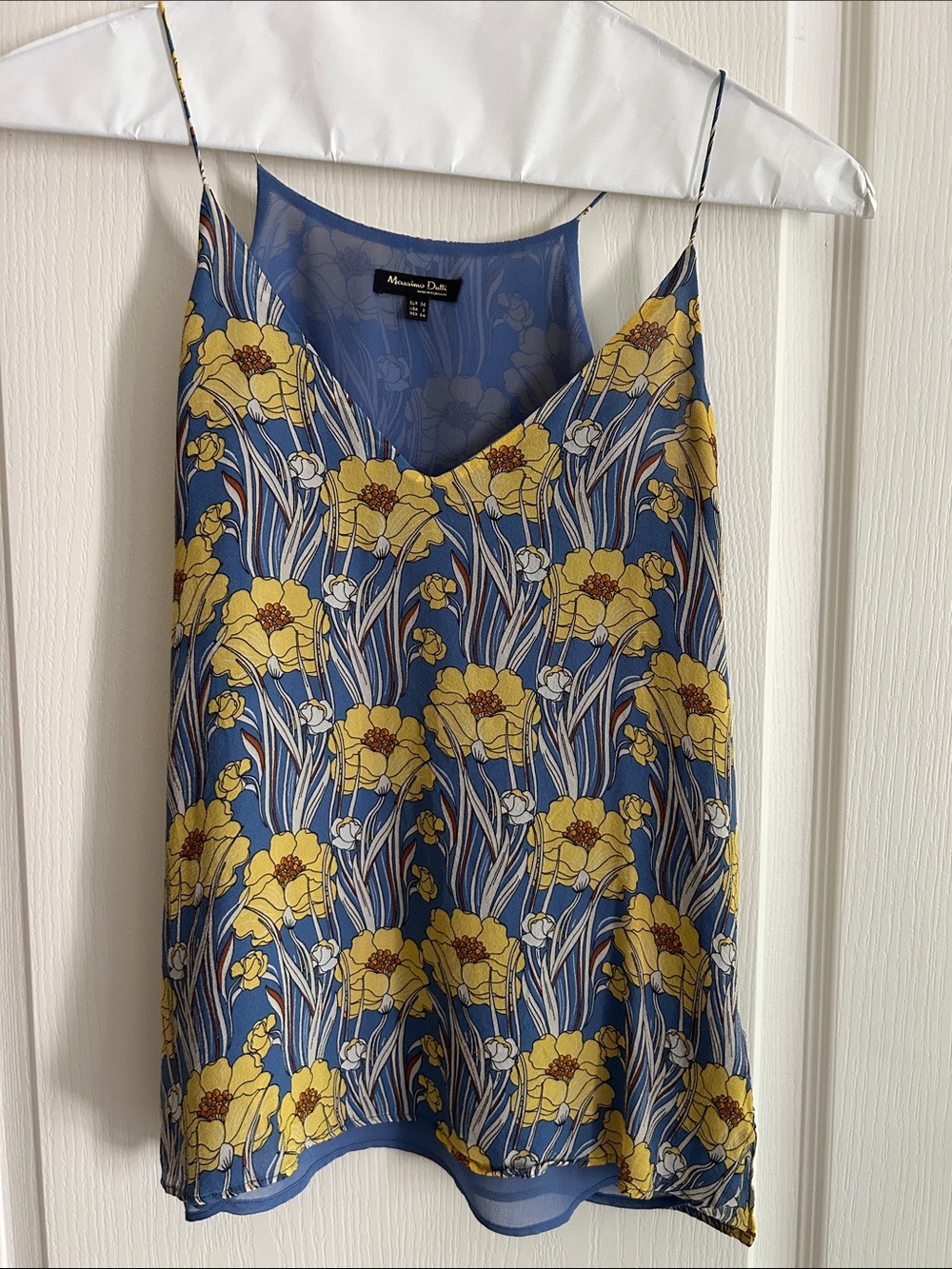 Massimo Dutti Blue & Yellow Floral Silk Cami 2